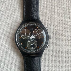 SWATCH Wall Street chronograph rare vintage 1991 black leather band